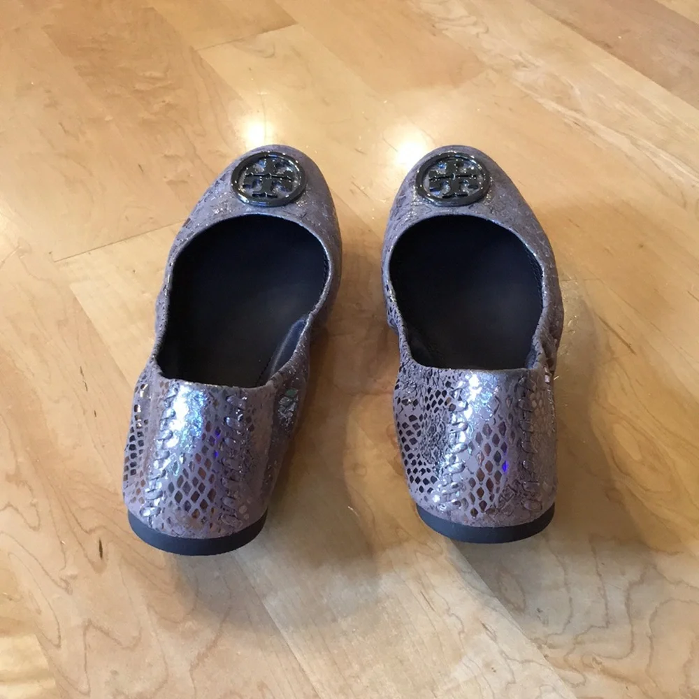 TORY BURCH | Metallic Leather Heidi Flats